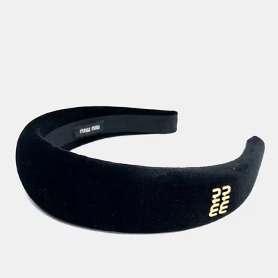 Pre-owned Miu Miu Velvet Hairband In Black