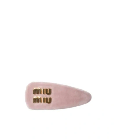 Miu Miu Velvet Hairpin In Pink