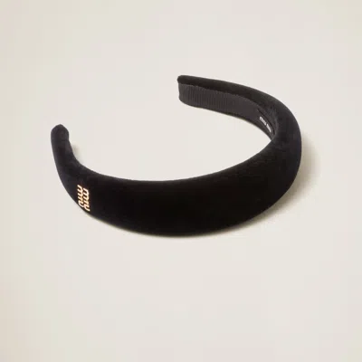 Miu Miu Velvet Headband In Black