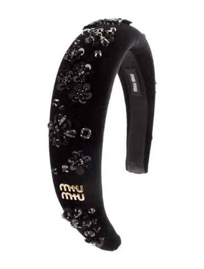 Pre-owned Miu Miu Velvet Headband In Black