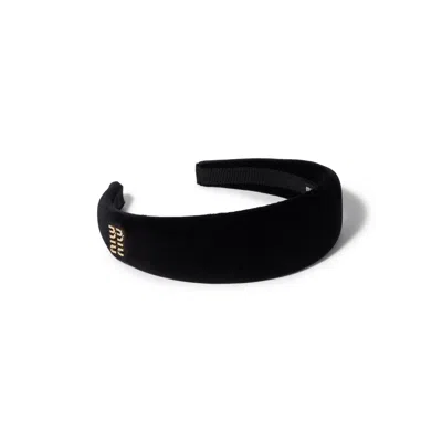Miu Miu Velvet Headband In Black