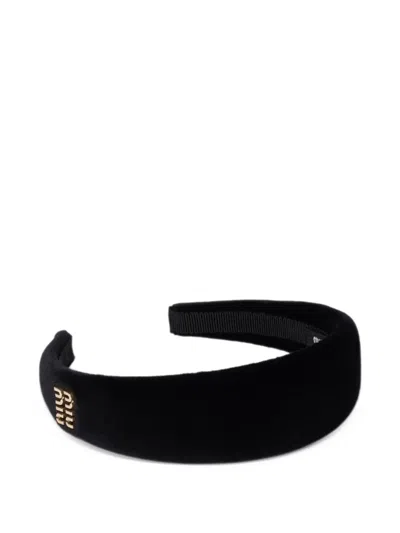 Miu Miu Velvet Headband In Black