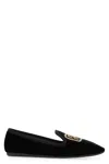 Miu Miu Logo-embroidered Velvet Slippers In Black