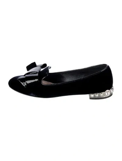 Pre-owned Miu Miu Velvet Loafers In Black