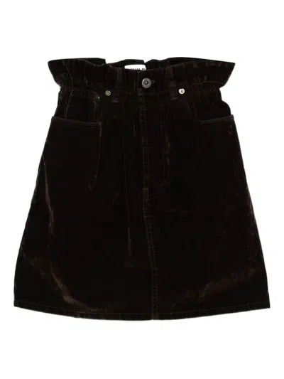 Miu Miu Velvet Mini Skirt In Brown
