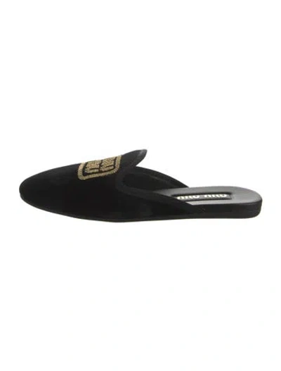 Pre-owned Miu Miu Velvet Mules In Black