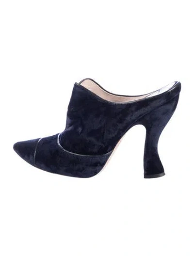 Pre-owned Miu Miu Velvet Mules In Blue