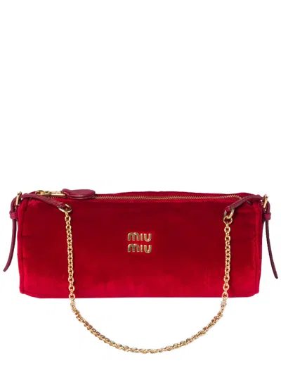 Miu Miu Velvet Pouch In Red