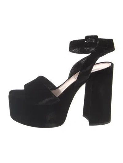 Pre-owned Miu Miu Velvet Sandals In Black