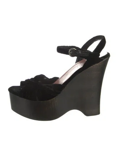 Pre-owned Miu Miu Velvet Sandals In Black