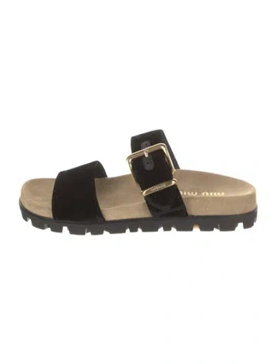 Pre-owned Miu Miu Velvet Slides