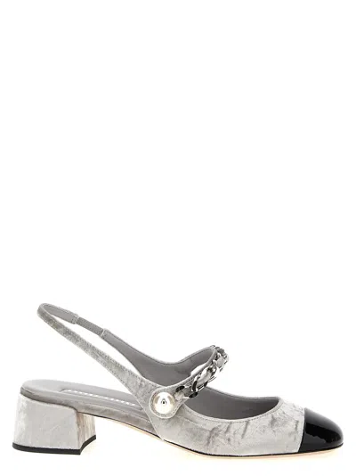 Miu Miu Velvet Slingback Pumps Silver