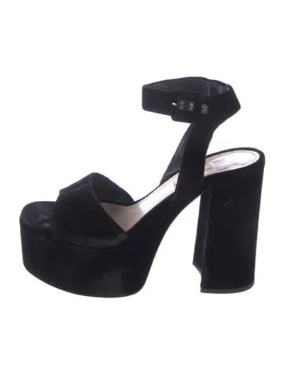 Pre-owned Miu Miu Velvet Slingback Sandals In Black