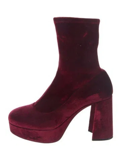 Pre-owned Miu Miu Velvet Sock Boots In Burgundy