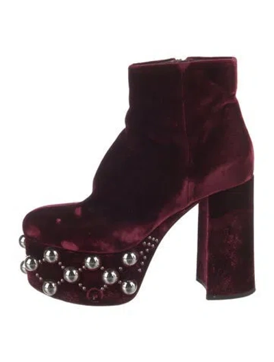 Pre-owned Miu Miu Velvet Studded Accents Boots In Purple