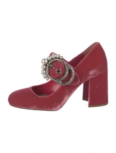 Pre-owned Miu Miu Velvet Studded Accents Pumps In Pink