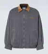 Miu Miu Velvet-trimmed Cotton Chambray Blouson In Grey