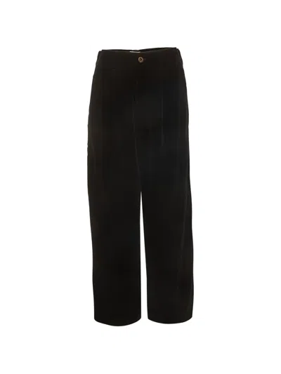 Pre-owned Miu Miu Velvet Wide-leg Trousers In Black