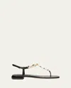 Miu Miu Vernice Crystal Chain Thong Sandals In Black