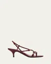Miu Miu Vernice Strappy Leather Slingback Sandals In Porpora