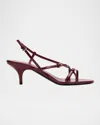 Miu Miu Vernice Strappy Leather Slingback Sandals In Porpora