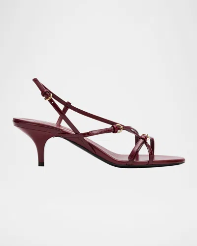 Miu Miu Leather Strappy Kitten Heel Sandals In Purple
