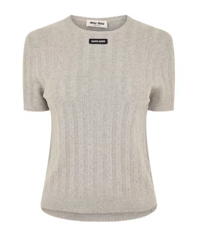 Miu Miu Versatile Short-sleeved Shirts In Gray