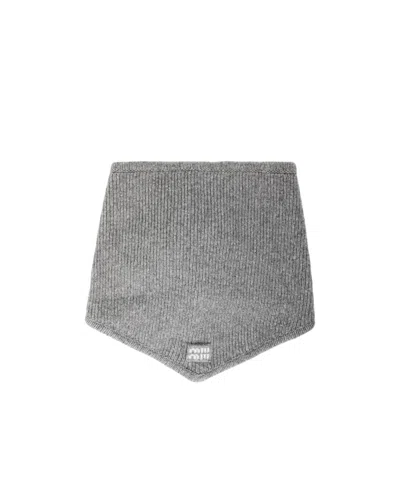 Miu Miu Verticalstripe Knit Fabric In Gray
