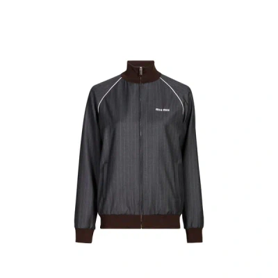 Miu Miu Veste Col Montant En Laine Vierge In Gray