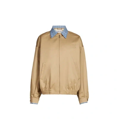Miu Miu Veste Droite Double Col En Coton In Nude