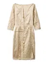 Miu Miu Satin Silk Knee-length Dress In Dark Beige