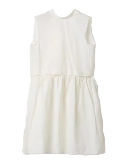 Miu Miu Miumiu Women Slubbed Poplin Dress In White