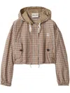 Miu Miu Vichy Check Technical Fabric Blouson Jacket In Neutrals