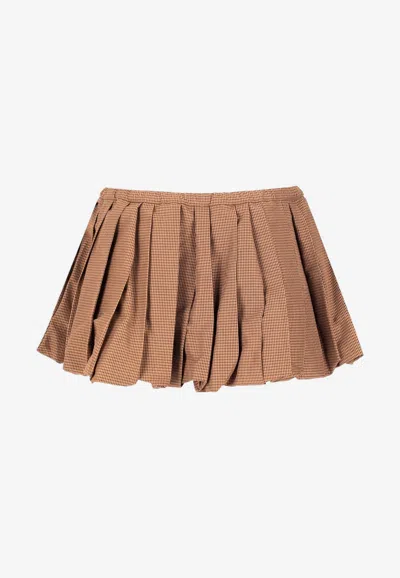 Miu Miu Vichy Check Mini Skirt In Beige