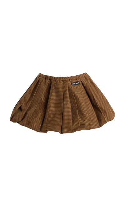 Miu Miu Vichy Checked Cotton Mini Skirt In Brown