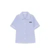Miu Miu Gingham Poplin Shirt Contrast Trim Collar In Blue