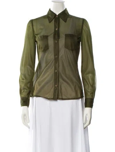 Pre-owned Miu Miu Vintage 1995 Button-up Top In Green