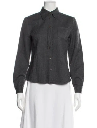 Pre-owned Miu Miu Vintage 2000's Button-up Top In Gray