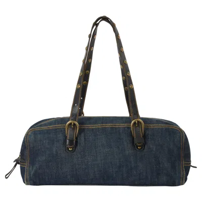Pre-owned Miu Miu Vintage 2000's  Denim Bowling Bag In Black