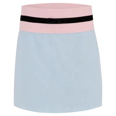Pre-owned Miu Miu Vintage 2000's  Wool Bow Skirt In Gray