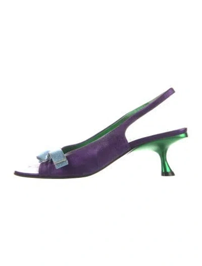 Pre-owned Miu Miu Vintage 2000 Slingback Flats In Purple
