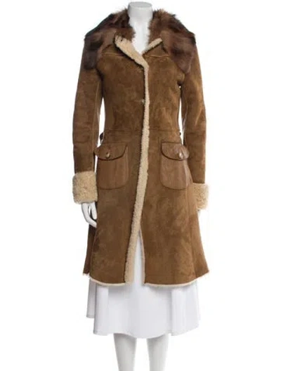 Pre-owned Miu Miu Vintage 2003 Faux Fur Coat In Brown
