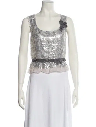 Pre-owned Miu Miu Vintage 2004 Crop Top In Gray
