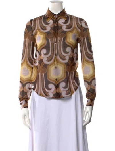 Pre-owned Miu Miu Vintage 2005 Button-up Top In Brown