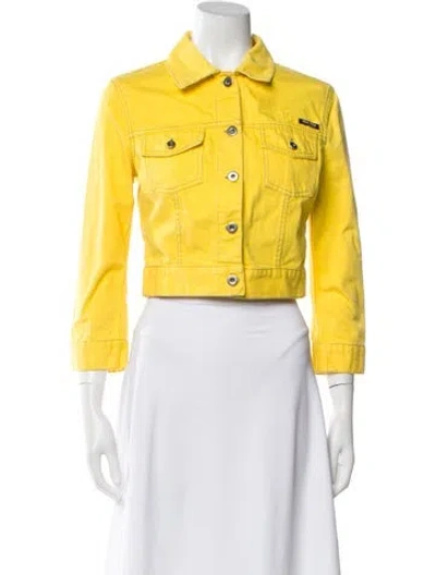 Pre-owned Miu Miu Vintage 2005 Denim Jacket In Yellow