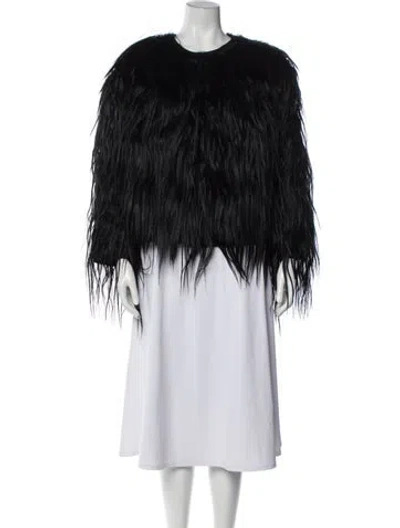 Pre-owned Miu Miu Vintage 2009 Faux Fur Jacket In Black