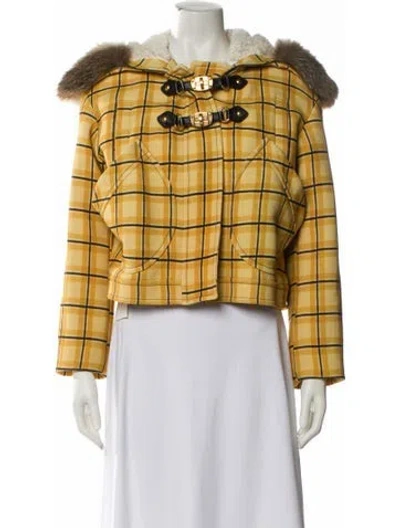 Pre-owned Miu Miu Vintage 2010 Fur Jacket In Yellow