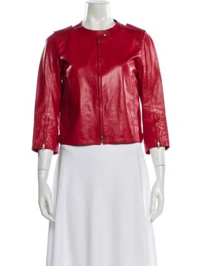Pre-owned Miu Miu Vintage 2011 Biker Jacket In Red