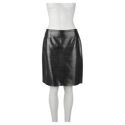 Pre-owned Miu Miu Vintage Black Leather Skirt It 42 Spring/summer 2000