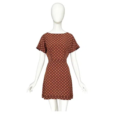 Pre-owned Miu Miu Vintage Circa Cruise 2008 100% Silk Mini Dress In Brown